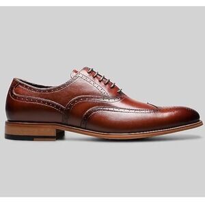 STACY ADAMS Brown Dress Shoe Leather Mens Dunbar Wingtip Oxford Office Lace 14